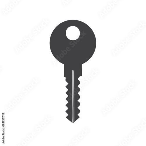 Simple Metallic Key Graphic - Security, Unlocking Access, Safety, Protection, and Metallic Key Symbol