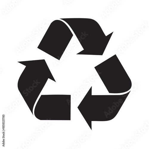 Recycling Symbol Vector Graphic Simple Black Design Triangle Arrows Loop Environment