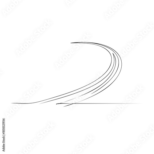 Abstract curved lines with tail detail showing smooth motion for modern design needs