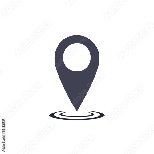 Isolated location pinpoint marker icon denoting position with concentric circle ripples signifying location