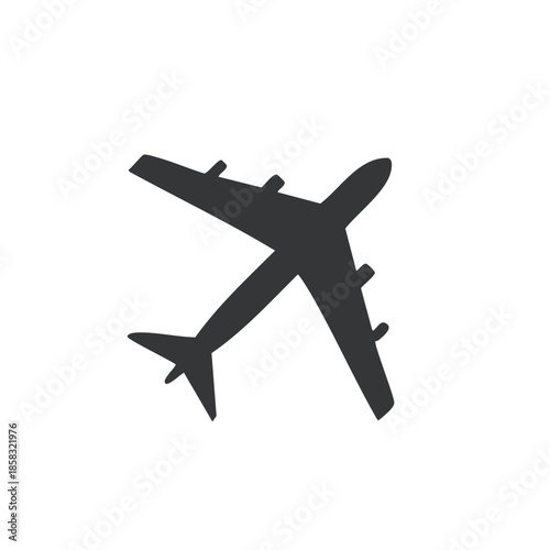 Airplane Silhouette Isolated Aerial Flight Aviation Vehicle Transportation Icon