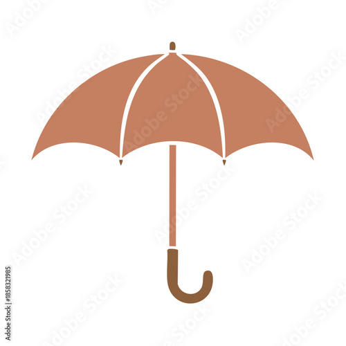 Earthy brown umbrella graphic icon. Elegant weather protection symbol isolated against white background.