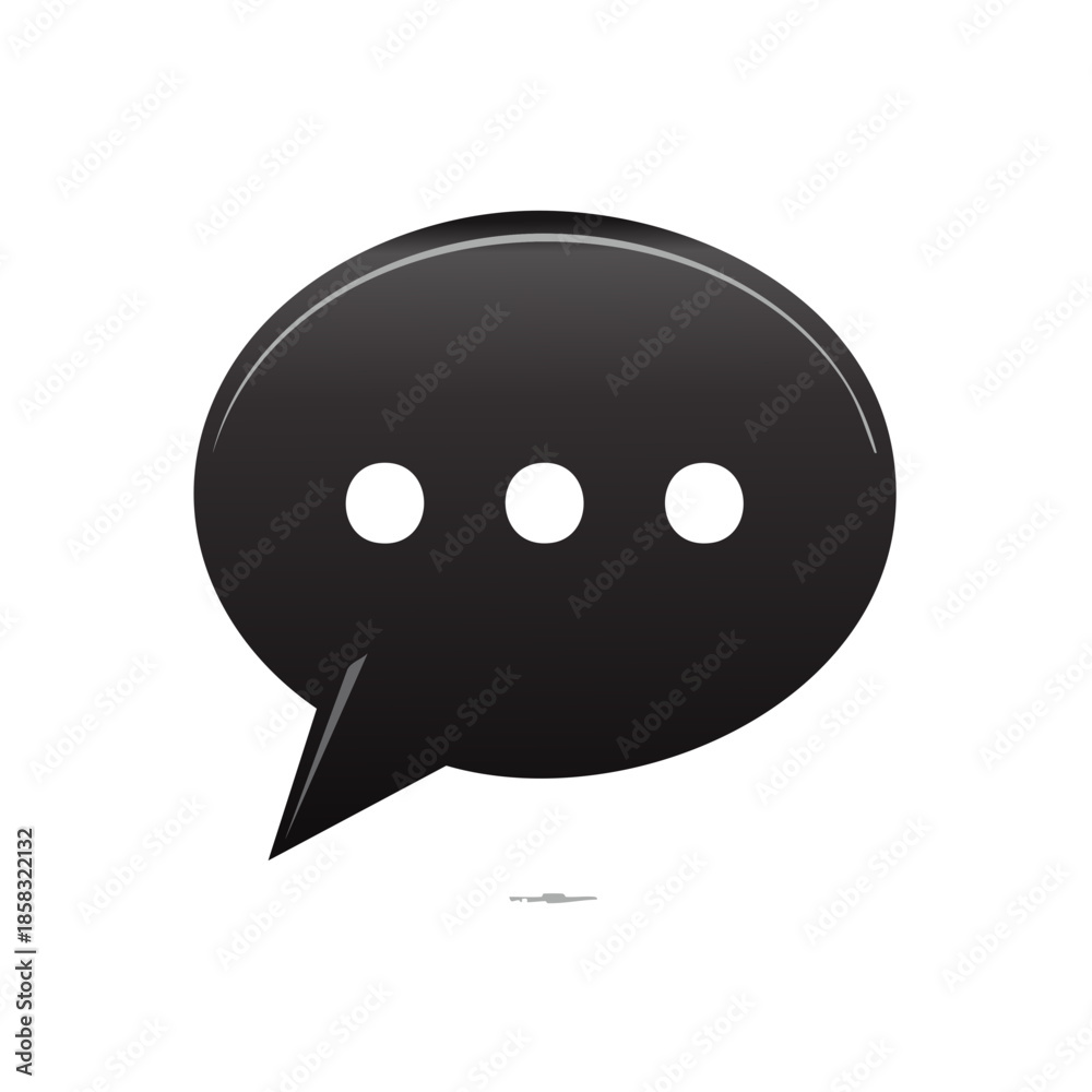 Fototapeta premium Sleek Black Speech Bubble Icon with Three Dots Indicating Typing or Waiting for a Message Response
