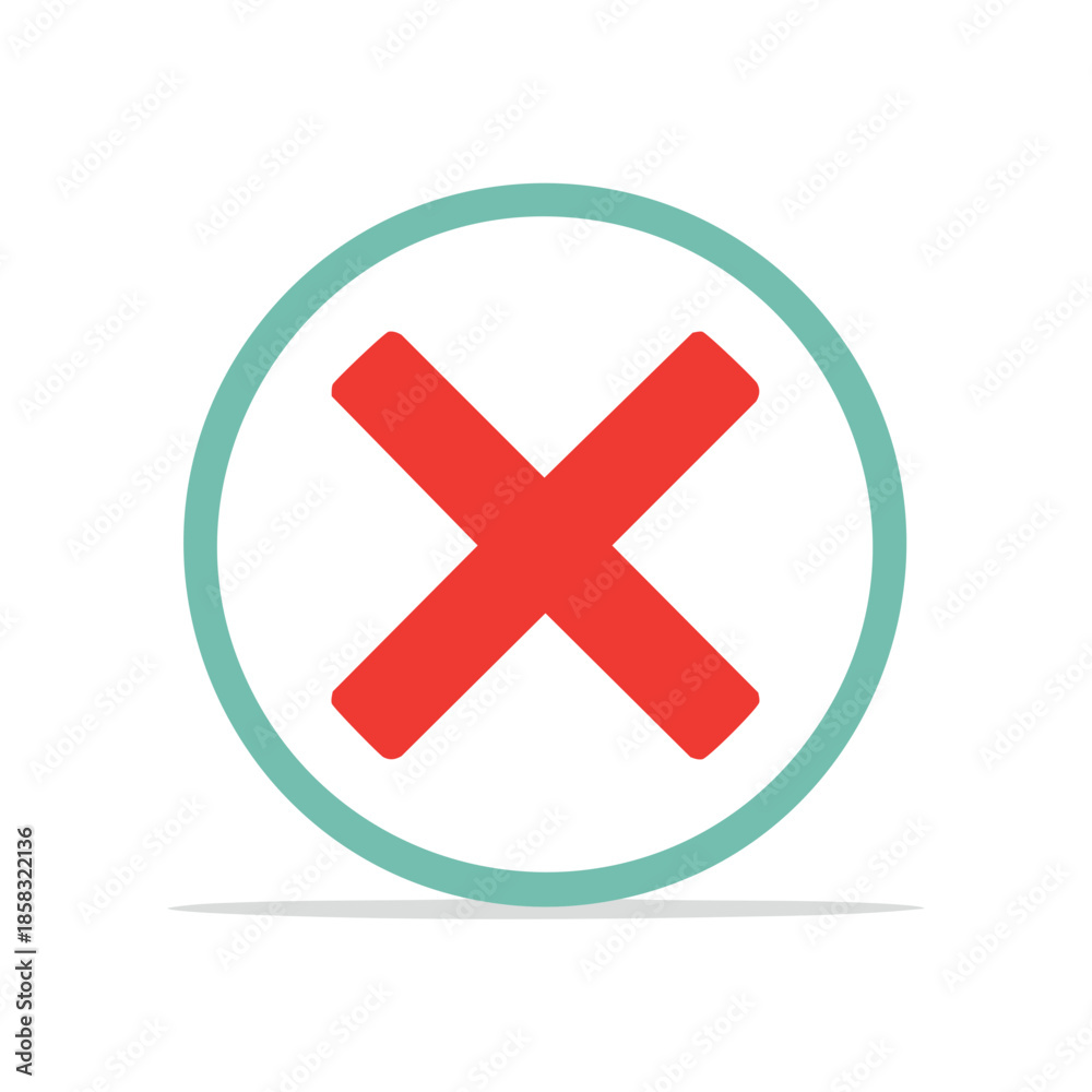 Fototapeta premium Red X Mark Inside a Green Circle Icon Symbol - Error, Failure, Rejection, Cross Shape, Cancel, Negative, Isolated