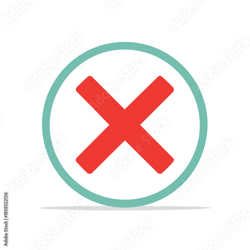 Red X Mark Inside a Green Circle Icon Symbol - Error, Failure, Rejection, Cross Shape, Cancel, Negative, Isolated