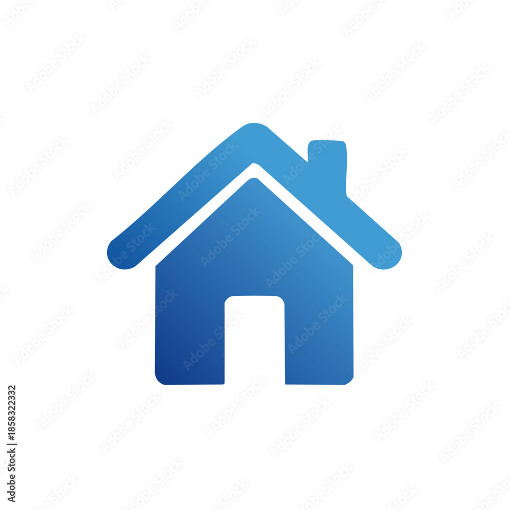 Fototapeta premium Blue Gradient Home Symbol Housing Icon Representation Building Architecture Family Residence Signage