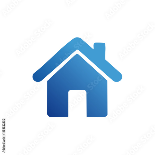 Blue Gradient Home Symbol Housing Icon Representation Building Architecture Family Residence Signage