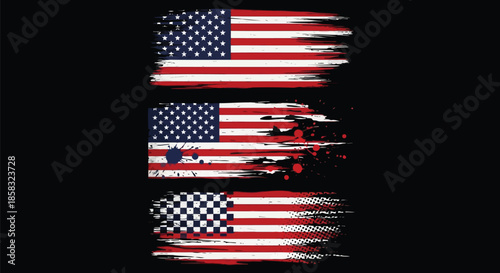 American flag with racing checkered pattern, dynamic and blurred design, patriotic symbol, stars and stripes, motion effect, vector illustration