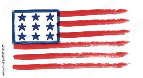 American flag with stars and stripes, artistic brush stroke design, patriotic symbol, vector illustration