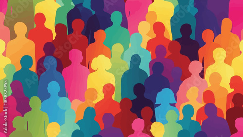 Vibrant Abstract Human Silhouettes Pattern Representing Diversity and Community isolated PNG with Transparent Background