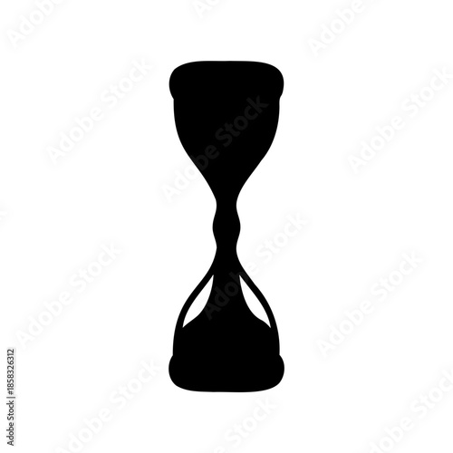 Black hourglass silhouette standing against a white background suggesting the passage of time