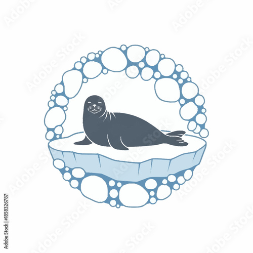 A captivating illustration of a seal resting on an ice floe.