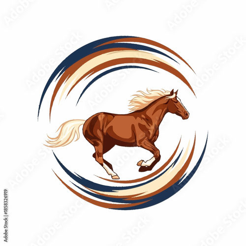Dynamic Brown Horse Galloping with Flowing Mane and Tail.