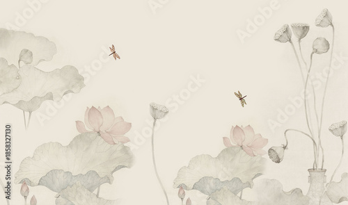 Elegant Zen Lotus Art For Spa Design