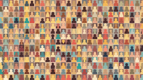 Seamless Pattern of Diverse Human Head Silhouettes Representing Population and Community isolated PNG with Transparent Background