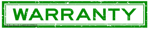 Grunge green warranty word square rubber seal stamp on white bacckground