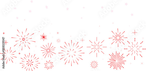 Minimalist red fireworks design forms a festive border element perfect for celebration announcements and greeting cards.