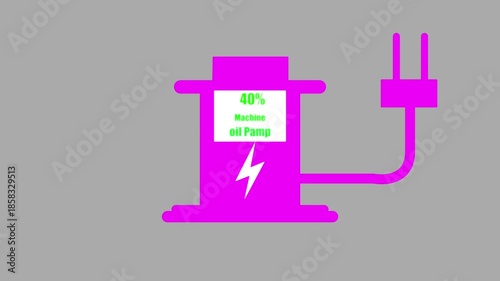 Machine oil pump Digital Countdown 0% to 80% animation. on white background....