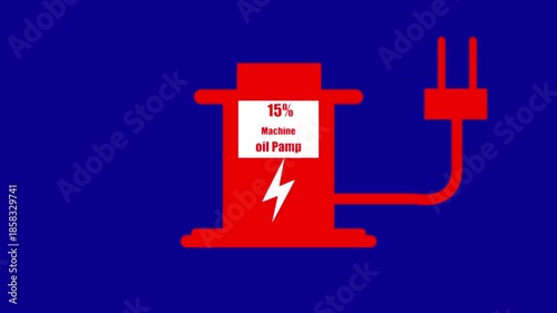 Machine oil pump Digital Countdown 0% to 30% animation. on blue background....
