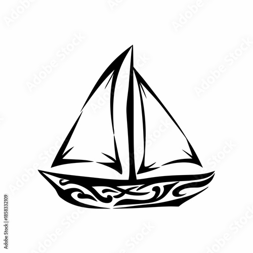Minimalist Sailing Boat Outline Icon for Marine and Travel Design