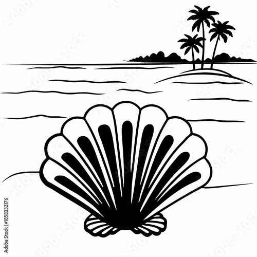 Seashell Beach Symbol for Coastal and Summer Themed Graphic Design
