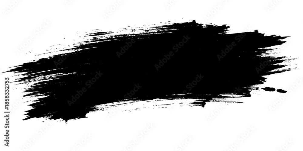 Fototapeta premium Abstract grunge background featuring a dark black ink splat with a dirty paint splatter texture and a vintage brush stroke border vector illustration design element