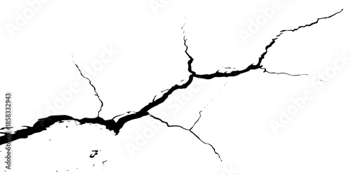 A 3d metallic silver vector icon featuring a national country map shape set within a crack in the wall and a hole in the ground with a detailed shadow outline design