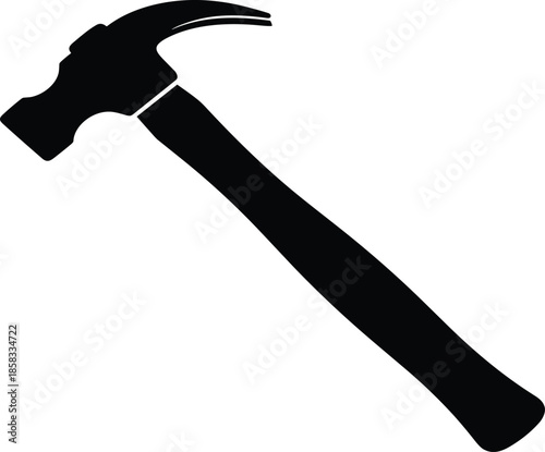 Claw hammer silhouette vector, black illustration, carpentry tool, construction icon, household repair, DIY equipment, hardware design, striking tool, minimal style