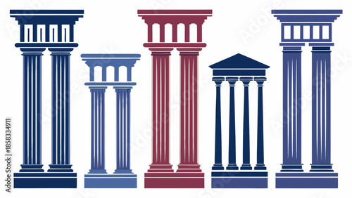 Classical columns in various styles Vector