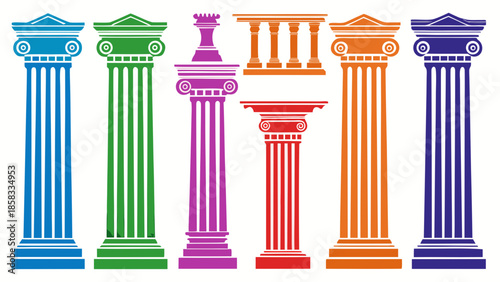 Colorful classical columns Vector