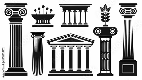 Classical architectural columns collection Vector
