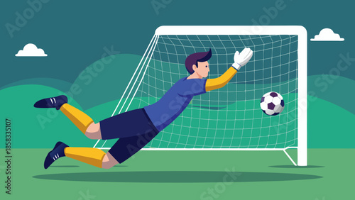 Goalkeeper diving save Vector