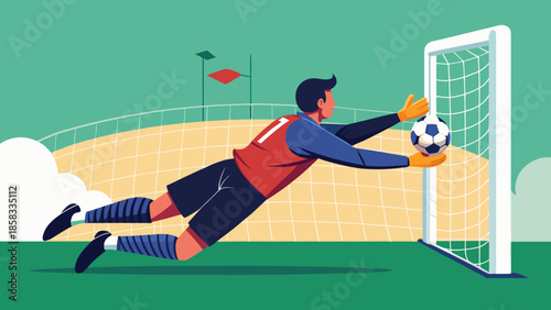Goalkeeper diving save Vector