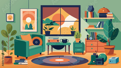Cozy living room with modern decor Vector