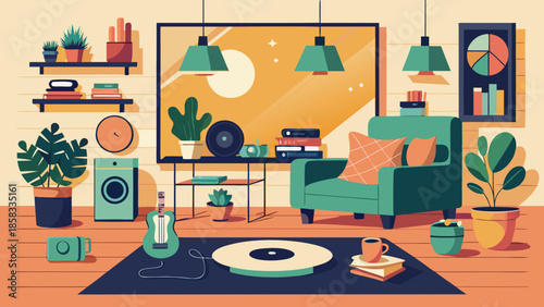 Cozy living room with modern decor Vector