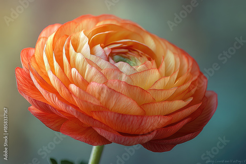 The Gentle Bloom of a Sunlit Ranunculus Flower