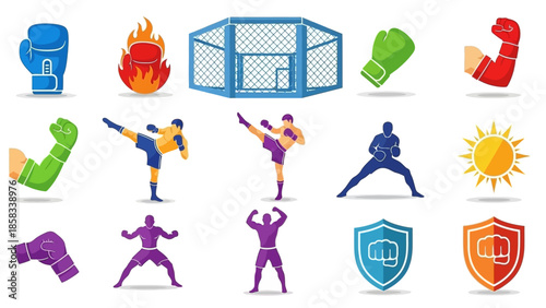 Collection of Combat Sports Icons and Symbols.