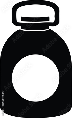 Black jar with white circle Vector