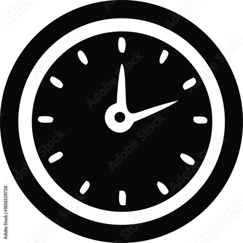 Simple black and white clock Vector