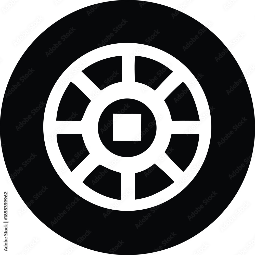 Obraz premium Black and white spoked wheel Vector