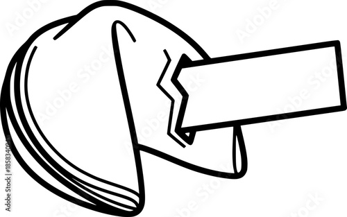 Cracked Fortune Cookie Blank Paper Vector Illustration Template
