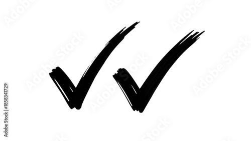 Hand Drawn Double Check Mark Isolated on Transparent Background