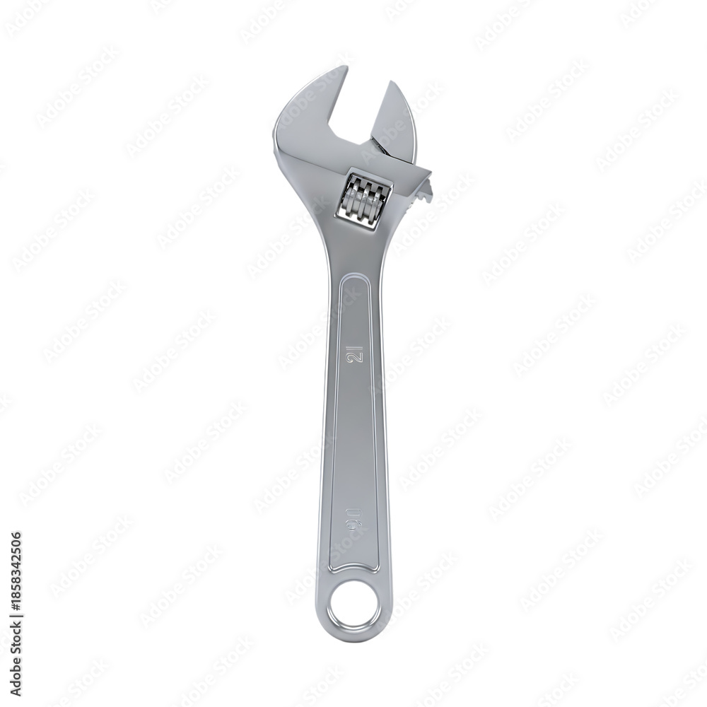 Obraz premium Shiny metal wrench isolated on a transparent background