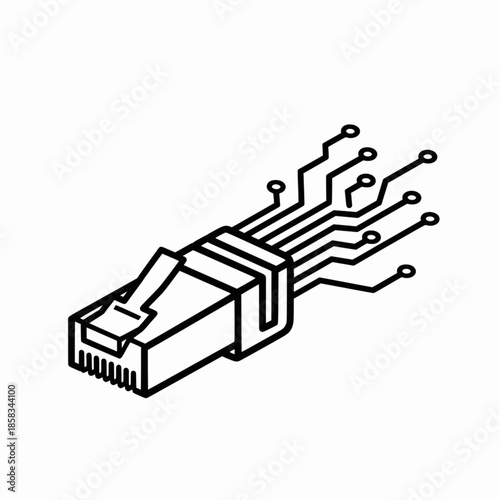 Ethernet network cable connector with integrated electronic circuit paths