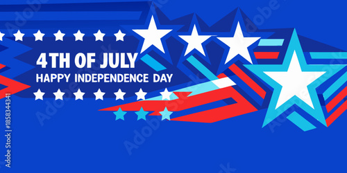 Festive 4th of july graphic with stars stripes and independence day message