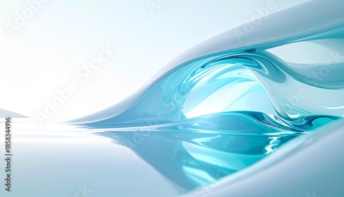 Abstract hydrogen energy concept, liquid-like light motion, cool white and cyan tones, clean minimal background, advanced eco-technology feel.