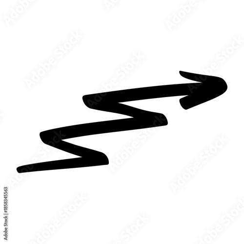 Hand-drawn zigzag arrow pointing right, graphic element for direction and progress