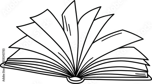 Open book with pages fanned out reading education learning literature knowledge library