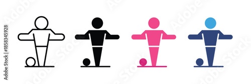 foosball player icon set isolated on white background, Vector illustration