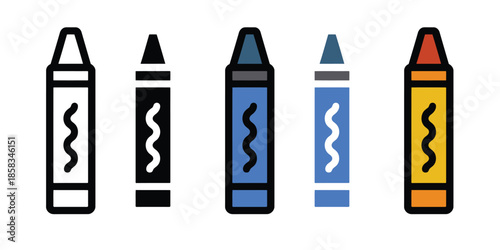 crayons icon set isolated on white background, Vector illustration 